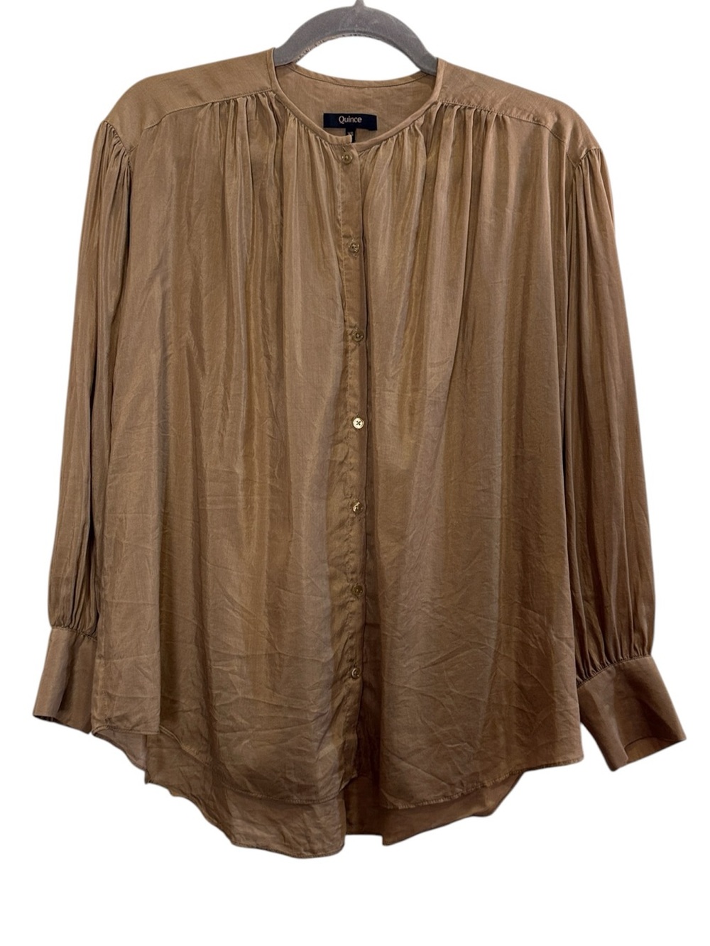 Quince Women's Flowy Ethereal Cotton Silk Voile Button Front Blouson Blouse XS